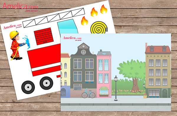 аппликация пожарная машина для детей