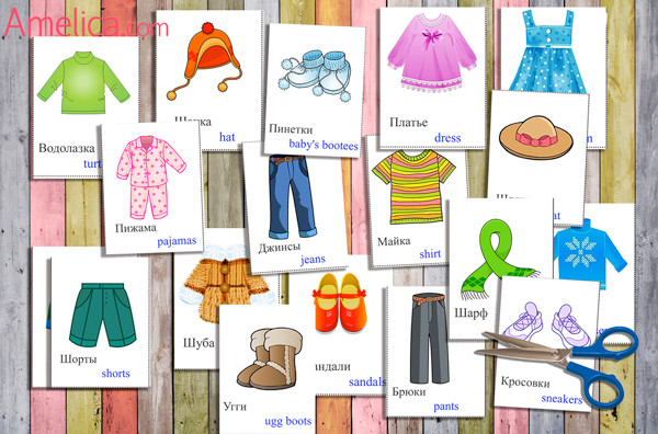 детская одежда картинки, английский для детей одежда,