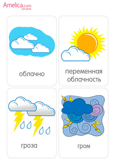 карточки с картинками погода, развивающие карточки для детей скачать