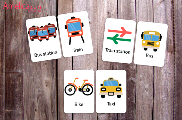 карточки английские транспорт скачать, английские слова для детей