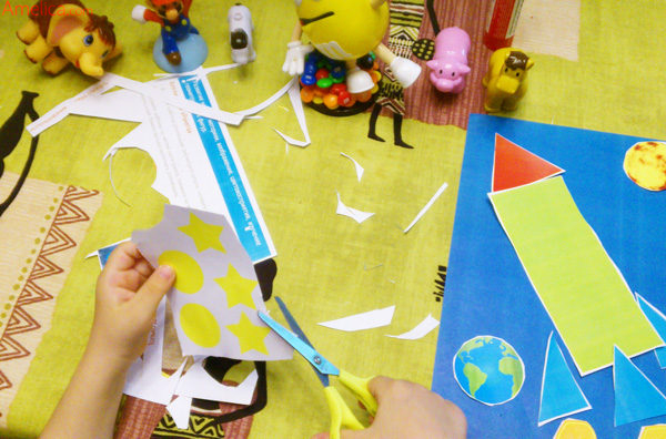 аппликация ракета из бумаги, аппликация в детский сад