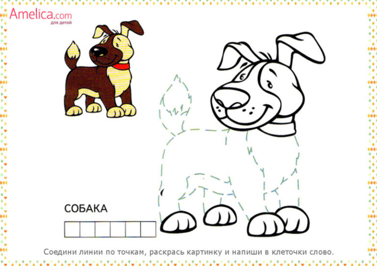 Рисунок по точкам собака для детей